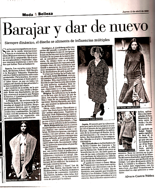 Barajar y dar de nuevo. 20 Abril 2000.