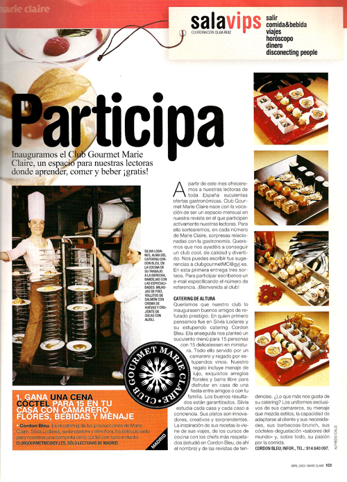 Club Gourmet Marie Claire Abril 2003