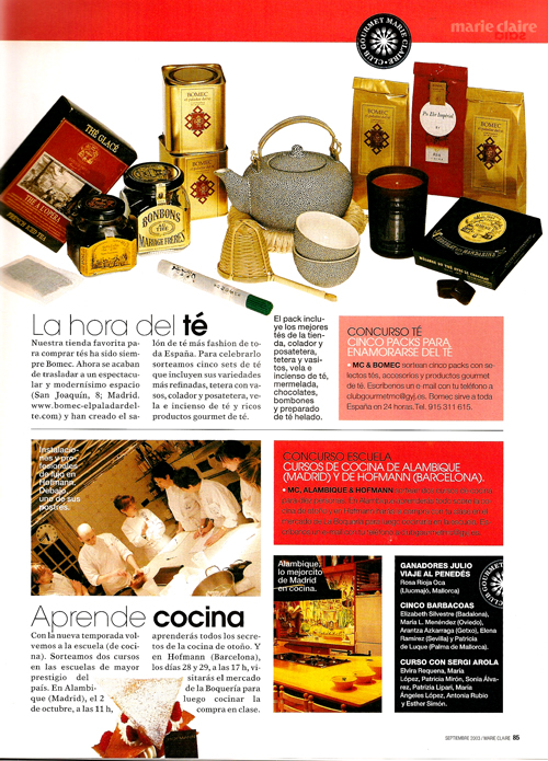 Aprende a Cocinar y Hora del Té Septiembre 2003