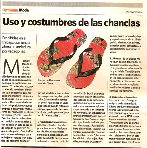 Uso y costumbre de las chanclas. 25 Julio 2006.