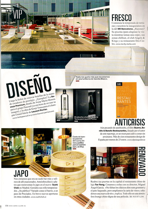 Guia BB&B Restaurantes en Marie Claire. Marzo 2009.