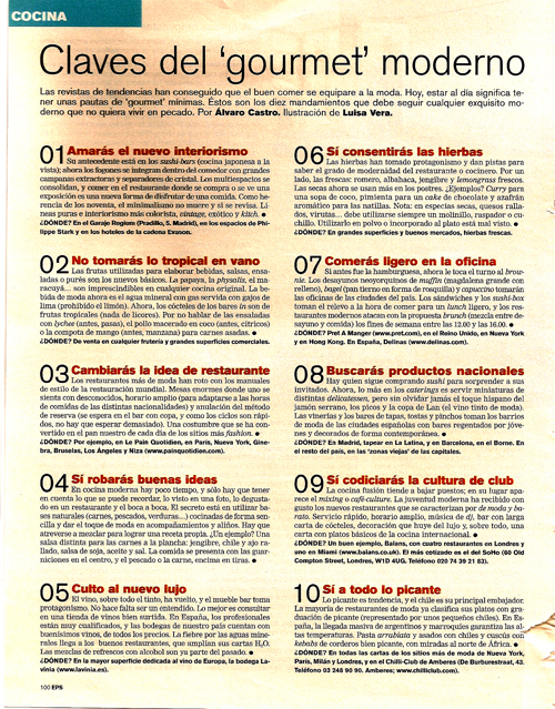 Claves del gourmet moderno.