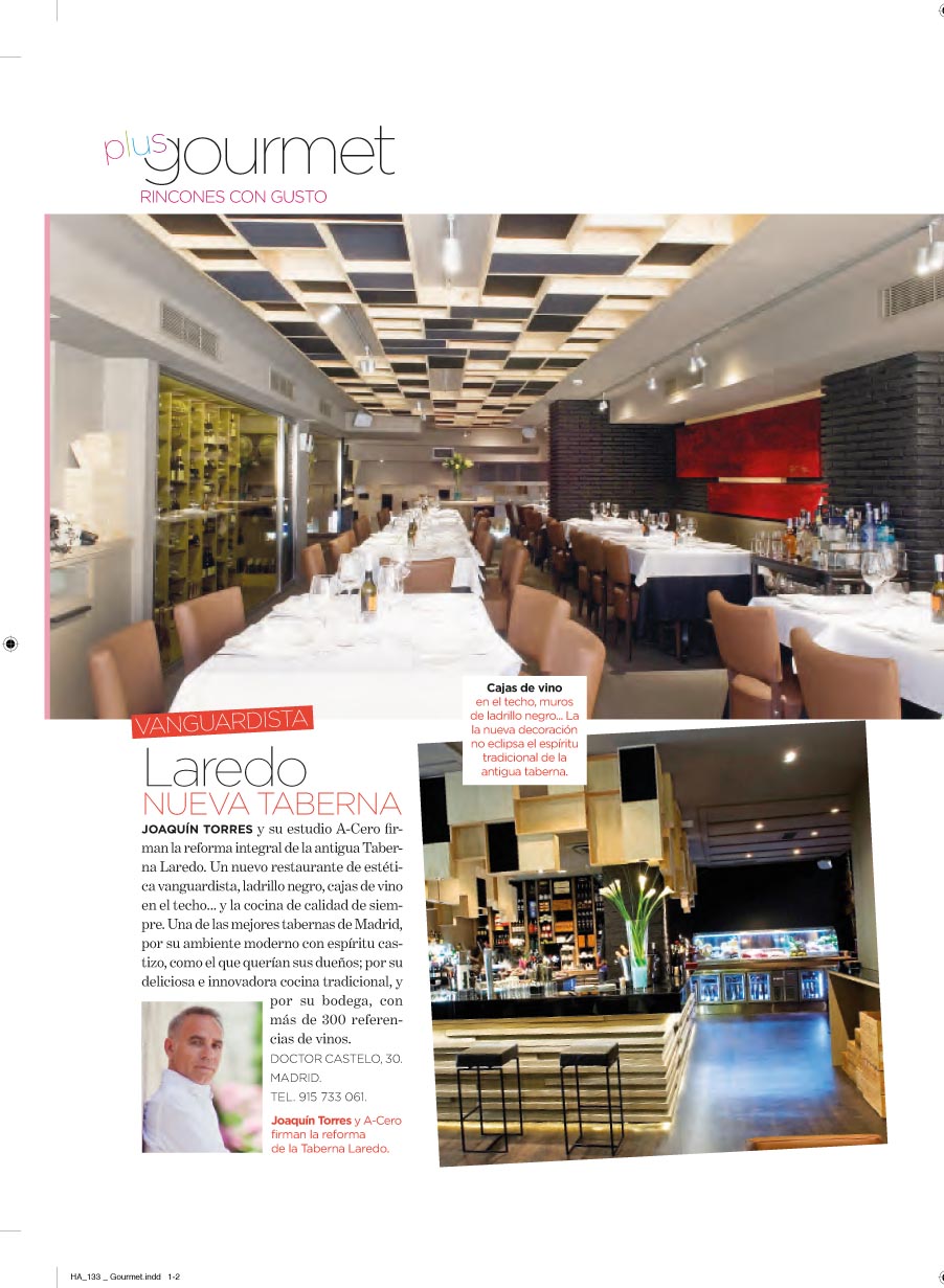 Rincones con gusto: Laredo, Bocablo, Petit Appetit (Madrid) y Café Kafka (Barcelona). nº 133 Noviembre 2012