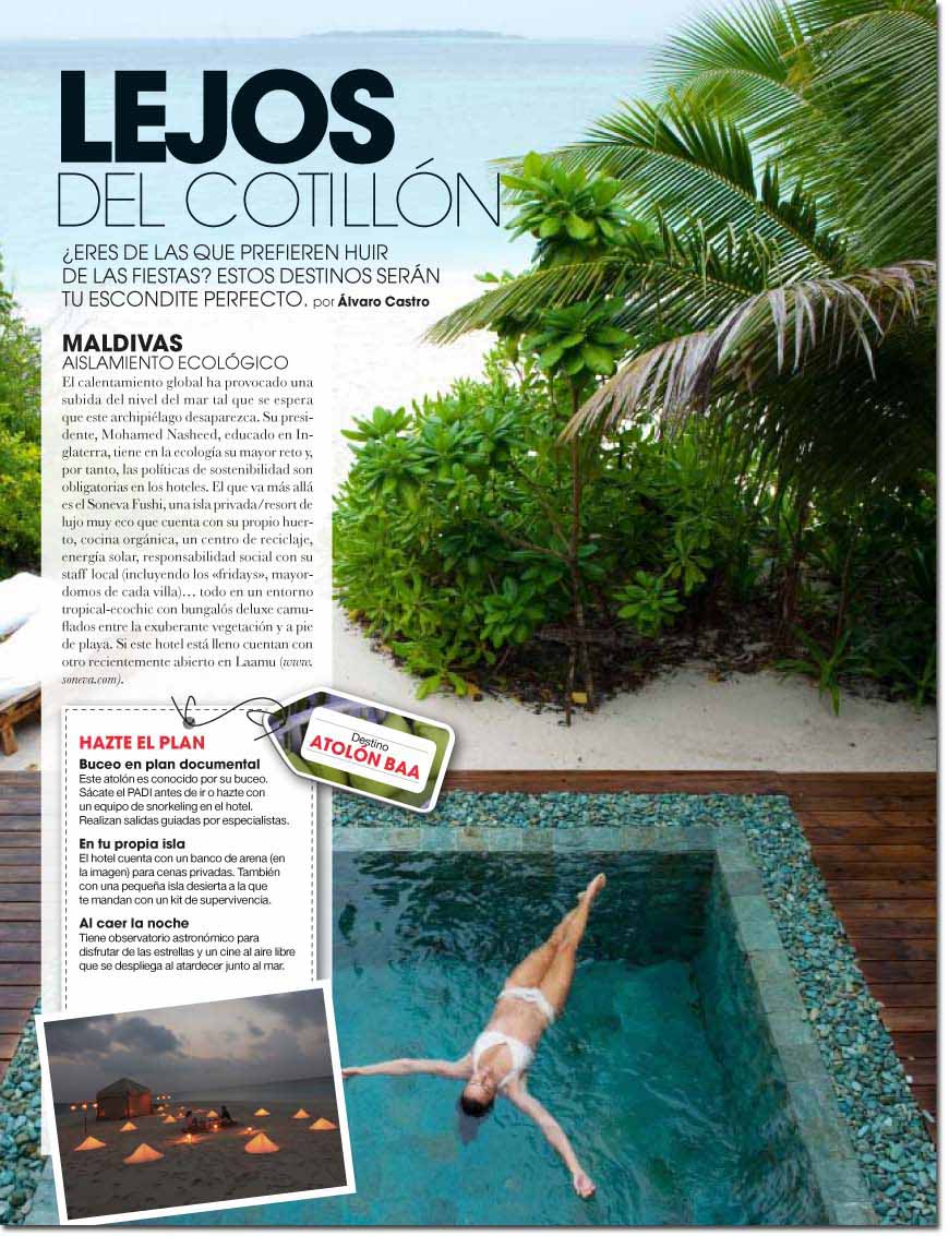 Lejos del cotillón (Maldivas, Tirol, Montenegro, Jordania, Palm Springs y Helsinki). Diciembre 2012