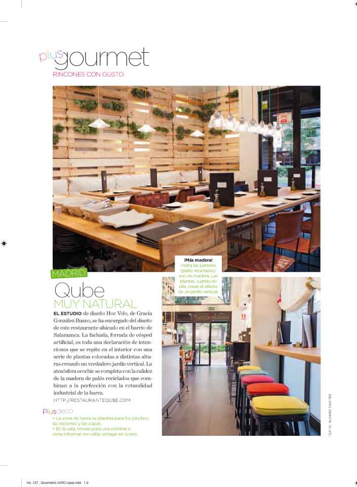 Rincones con gusto: Qube (Madrid ) y Clandestino (Barcelona). nº 137 Marzo 2013