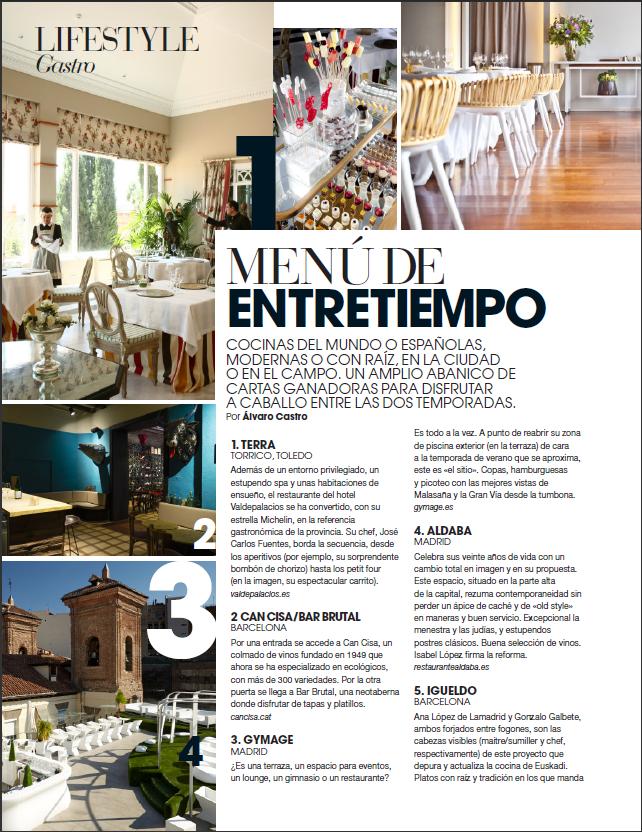Menú de entretiempo. Junio 2014