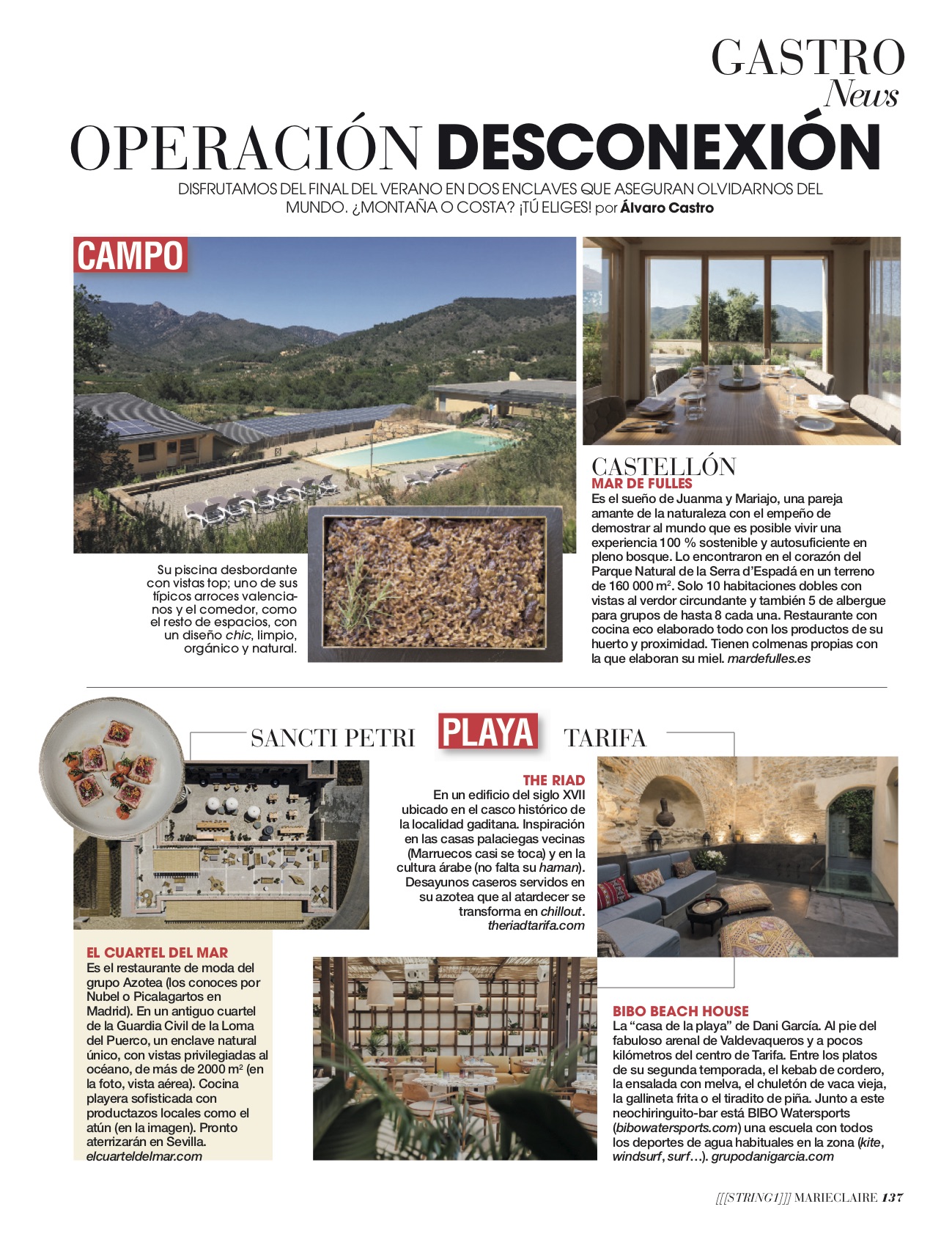 NEWS GASTRO/ ESCAPADAS SEPTIEMBRE 2020