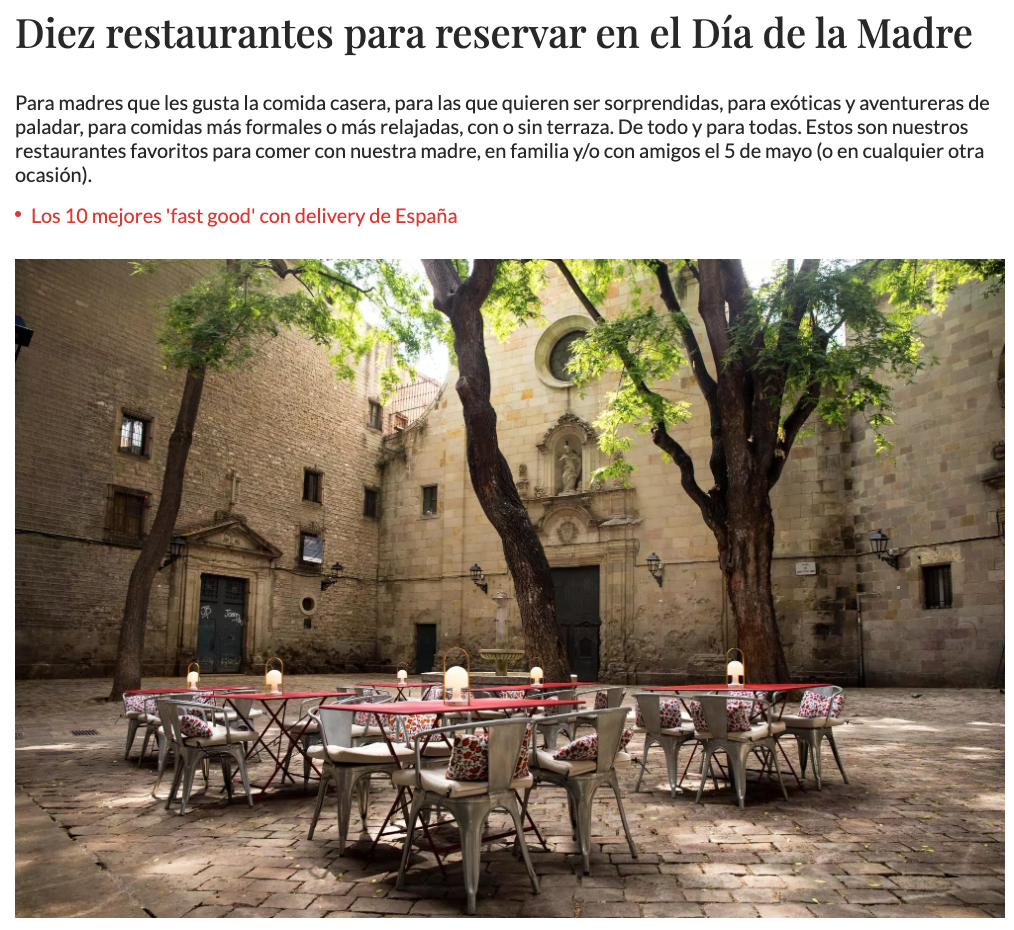 WOMAN/ Restaurantes para el Día de la Madre
