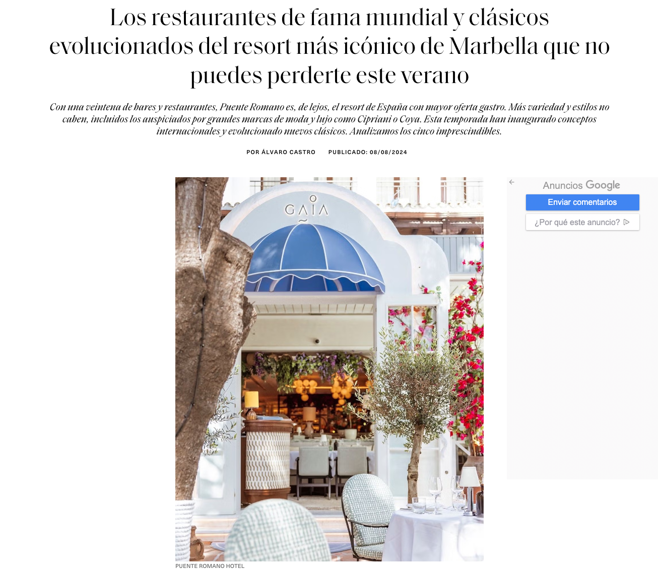 ELLE/ Los mejores restaurantes de Puente Romano