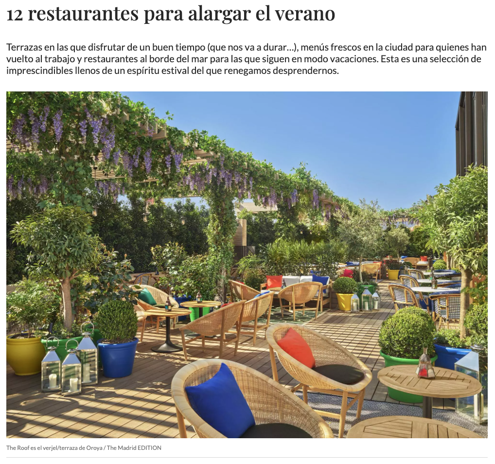 WOMAN/ Restaurantes para alargar el verano