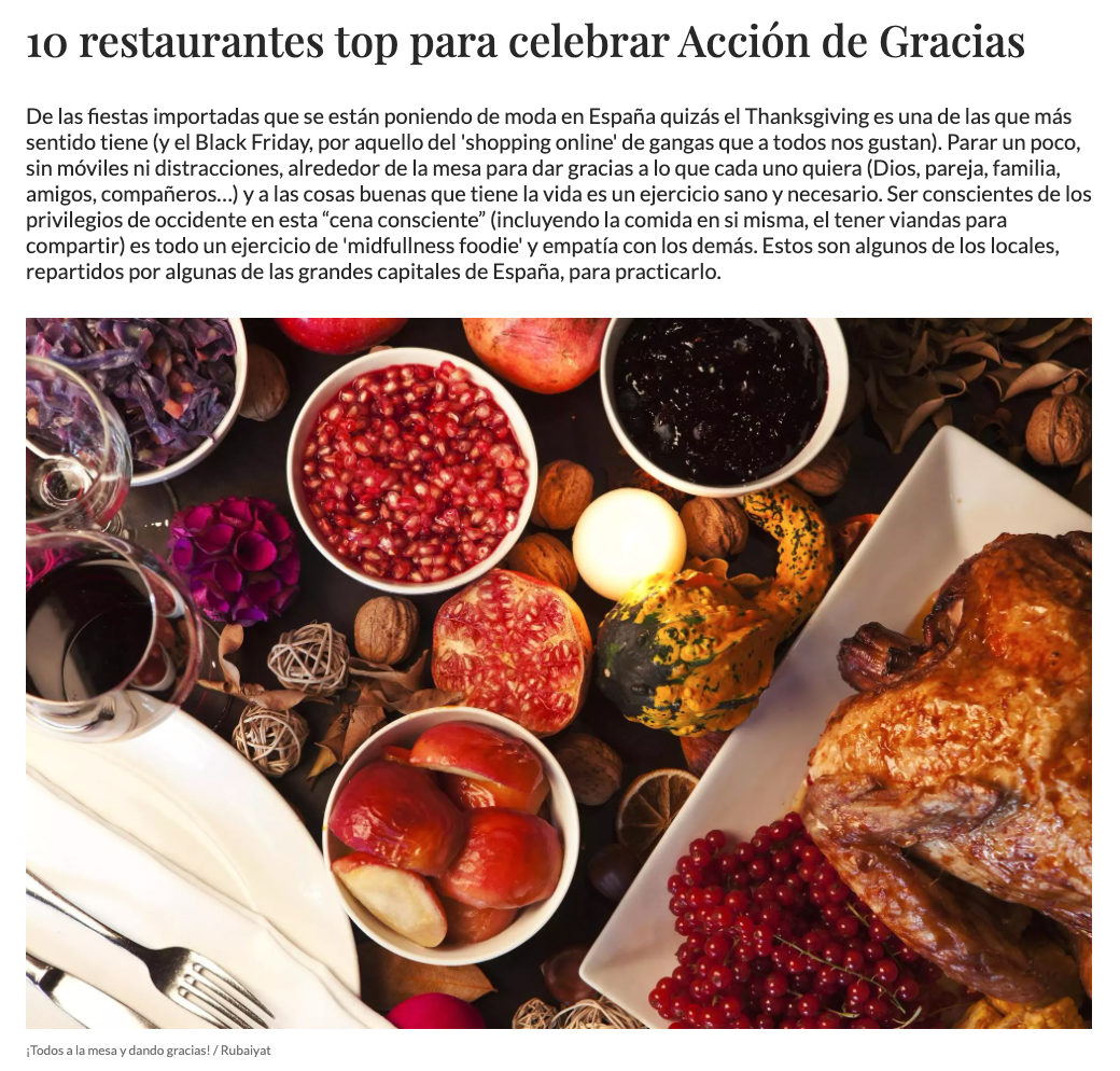 WOMAN/ Restaurantes para Acción de Gracias