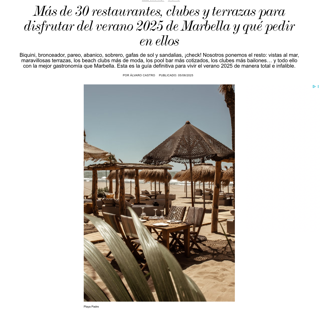 ELLE/ Los mejores restaurantes en Marbella